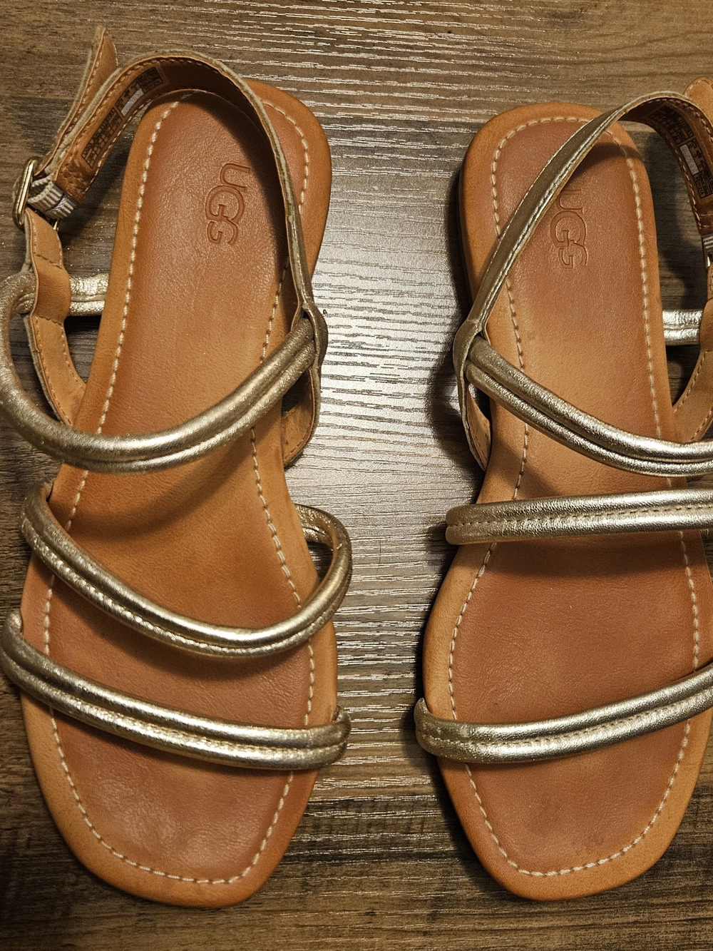 UGG Women's Metallic Gold Mytis Strappy Sandals